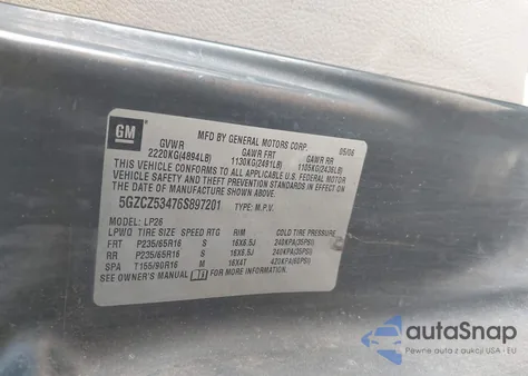 2006 Saturn Vue V6 from USA, damaged, VIN 5GZCZ53476S897201